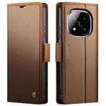 For Redmi Note 14 Pro 4G CaseMe 023 Butterfly Buckle Litchi Texture RFID Anti-theft Leather Phone Case(Brown)