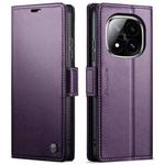 For Redmi Note 14 Pro 4G CaseMe 023 Butterfly Buckle Litchi Texture RFID Anti-theft Leather Phone Case(Purple)