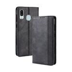 Magnetic Buckle Retro Crazy Horse Texture Horizontal Flip Leather Case for Galaxy A20e, with Holder & Card Slots & Photo Frame(Black)