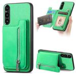 For Sony Xperia 1 VI Retro MagSafe Zipper Wallet Card Bag Back Phone Case(Green)