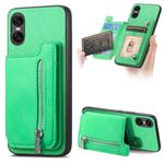 For Sony Xperia 10 VI Retro MagSafe Zipper Wallet Card Bag Back Phone Case(Green)