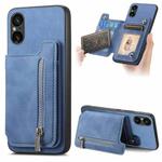 For Sony Xperia 5 V Retro MagSafe Zipper Wallet Card Bag Back Phone Case(Blue)