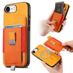 For iPhone 7 / 8 / SE 2022 Retro Magsafe Cross Leather Pull-Out Card Bag Back Phone Case(Yellow)