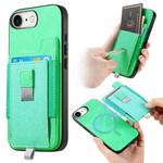 For iPhone 7 / 8 / SE 2022 Retro Magsafe Cross Leather Pull-Out Card Bag Back Phone Case(Green)