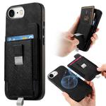 For iPhone 7 / 8 / SE 2022 Retro Magsafe Cross Leather Pull-Out Card Bag Back Phone Case(Black)
