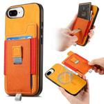 For iPhone 7 Plus / 8 Plus Retro Magsafe Cross Leather Pull-Out Card Bag Back Phone Case(Yellow)