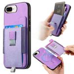 For iPhone 7 Plus / 8 Plus Retro Magsafe Cross Leather Pull-Out Card Bag Back Phone Case(Purple)