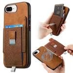 For iPhone 7 Plus / 8 Plus Retro Magsafe Cross Leather Pull-Out Card Bag Back Phone Case(Brown)