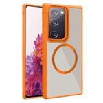 For Samsung Galaxy S20 FE Plated CD Texture MagSafe Acrylic Hybrid TPU Phone Case(Orange)