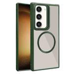 For Samsung Galaxy S23+ 5G Plated CD Texture MagSafe Acrylic Hybrid TPU Phone Case(Green)