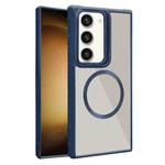 For Samsung Galaxy S23+ 5G Plated CD Texture MagSafe Acrylic Hybrid TPU Phone Case(Blue)