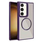 For Samsung Galaxy S23+ 5G Plated CD Texture MagSafe Acrylic Hybrid TPU Phone Case(Purple)