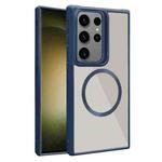 For Samsung Galaxy S23 Ultra 5G Plated CD Texture MagSafe Acrylic Hybrid TPU Phone Case(Blue)