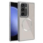 For Samsung Galaxy S23 FE 5G Plated CD Texture MagSafe Acrylic Hybrid TPU Phone Case(Gray)