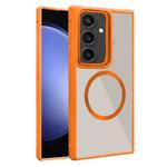 For Samsung Galaxy S23 FE 5G Plated CD Texture MagSafe Acrylic Hybrid TPU Phone Case(Orange)