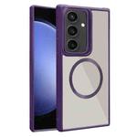 For Samsung Galaxy S23 FE 5G Plated CD Texture MagSafe Acrylic Hybrid TPU Phone Case(Purple)