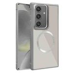 For Samsung Galaxy S24 5G Plated CD Texture MagSafe Acrylic Hybrid TPU Phone Case(Gray)