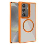 For Samsung Galaxy S24 5G Plated CD Texture MagSafe Acrylic Hybrid TPU Phone Case(Orange)