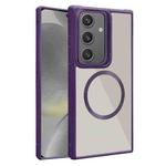 For Samsung Galaxy S24 5G Plated CD Texture MagSafe Acrylic Hybrid TPU Phone Case(Purple)