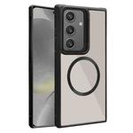 For Samsung Galaxy S24+ 5G Plated CD Texture MagSafe Acrylic Hybrid TPU Phone Case(Black)