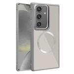 For Samsung Galaxy S24+ 5G Plated CD Texture MagSafe Acrylic Hybrid TPU Phone Case(Gray)