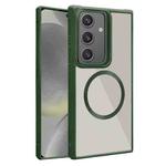 For Samsung Galaxy S24+ 5G Plated CD Texture MagSafe Acrylic Hybrid TPU Phone Case(Green)