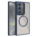 For Samsung Galaxy S24+ 5G Plated CD Texture MagSafe Acrylic Hybrid TPU Phone Case(Blue)