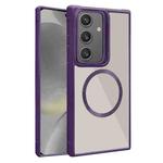 For Samsung Galaxy S24+ 5G Plated CD Texture MagSafe Acrylic Hybrid TPU Phone Case(Purple)