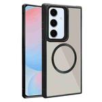 For Samsung Galaxy S24 FE 5G Plated CD Texture MagSafe Acrylic Hybrid TPU Phone Case(Black)