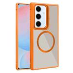 For Samsung Galaxy S24 FE 5G Plated CD Texture MagSafe Acrylic Hybrid TPU Phone Case(Orange)
