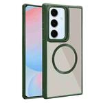 For Samsung Galaxy S24 FE 5G Plated CD Texture MagSafe Acrylic Hybrid TPU Phone Case(Green)