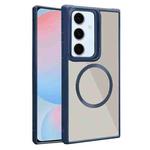For Samsung Galaxy S24 FE 5G Plated CD Texture MagSafe Acrylic Hybrid TPU Phone Case(Blue)