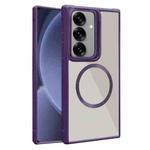 For Samsung Galaxy S25 5G Plated CD Texture MagSafe Acrylic Hybrid TPU Phone Case(Purple)