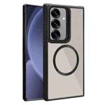 For Samsung Galaxy S25+ 5G Plated CD Texture MagSafe Acrylic Hybrid TPU Phone Case(Black)
