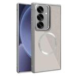 For Samsung Galaxy S25+ 5G Plated CD Texture MagSafe Acrylic Hybrid TPU Phone Case(Gray)