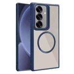 For Samsung Galaxy S25+ 5G Plated CD Texture MagSafe Acrylic Hybrid TPU Phone Case(Blue)