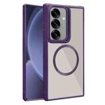 For Samsung Galaxy S25+ 5G Plated CD Texture MagSafe Acrylic Hybrid TPU Phone Case(Purple)