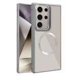 For Samsung Galaxy S25 Ultra 5G Plated CD Texture MagSafe Acrylic Hybrid TPU Phone Case(Gray)