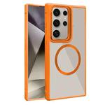 For Samsung Galaxy S25 Ultra 5G Plated CD Texture MagSafe Acrylic Hybrid TPU Phone Case(Orange)