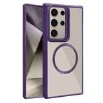For Samsung Galaxy S25 Ultra 5G Plated CD Texture MagSafe Acrylic Hybrid TPU Phone Case(Purple)
