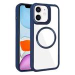 For iPhone 11 Plated CD Texture MagSafe Acrylic Hybrid TPU Phone Case(Blue)