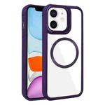 For iPhone 11 Plated CD Texture MagSafe Acrylic Hybrid TPU Phone Case(Purple)