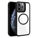 For iPhone 11 Pro Max Plated CD Texture MagSafe Acrylic Hybrid TPU Phone Case(Black)