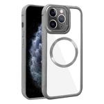 For iPhone 11 Pro Max Plated CD Texture MagSafe Acrylic Hybrid TPU Phone Case(Gray)