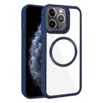 For iPhone 11 Pro Max Plated CD Texture MagSafe Acrylic Hybrid TPU Phone Case(Blue)