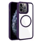 For iPhone 11 Pro Max Plated CD Texture MagSafe Acrylic Hybrid TPU Phone Case(Purple)