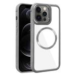 For iPhone 12 Pro Plated CD Texture MagSafe Acrylic Hybrid TPU Phone Case(Gray)