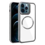 For iPhone 12 Pro Max Plated CD Texture MagSafe Acrylic Hybrid TPU Phone Case(Gray)