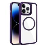 For iPhone 14 Pro Plated CD Texture MagSafe Acrylic Hybrid TPU Phone Case(Purple)