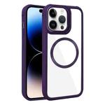 For iPhone 14 Pro Max Plated CD Texture MagSafe Acrylic Hybrid TPU Phone Case(Purple)